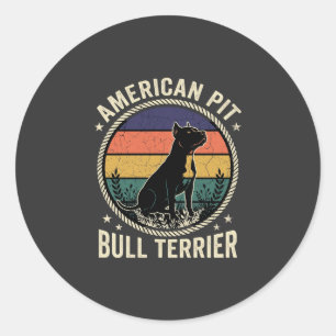 American Pit Bull Terrier Hund Vintage Solnedgång Runt Klistermärke
