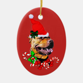 American Pit Bull Terrier Jul Julgransprydnad Keramik