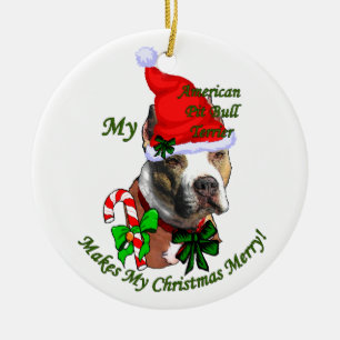 American Pit Bull Terrier jul Julgransprydnad Keramik