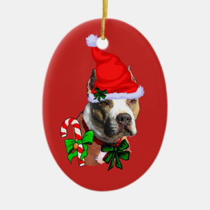American Pit Bull Terrier jul Julgransprydnad Keramik