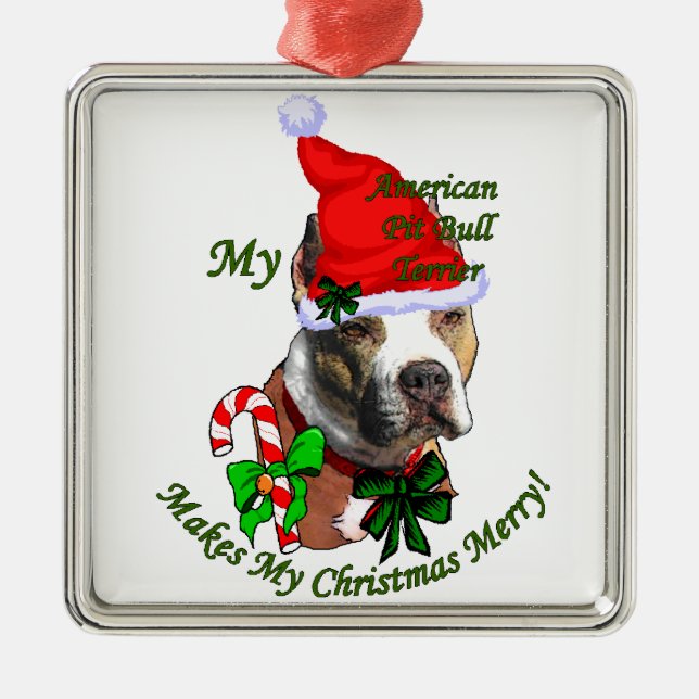 American Pit Bull Terrier jul Julgransprydnad Metall (Framsidan)