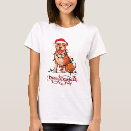 American Pit Bull Terrier jul Ljus Julafton T Shirt