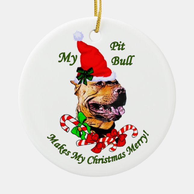 American Pit Bull Terrier-julprydnad Julgransprydnad Keramik (Framsidan)