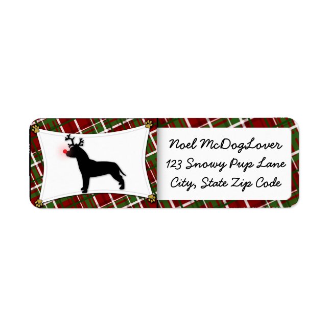 American Pit Bull Terrier Reindeer jul Returadress Etikett (Framsidan)