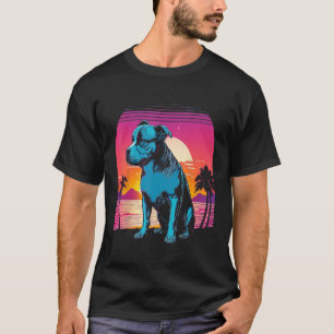 American Pit Bull Terrier Retro 80-talet Stil Suns T Shirt