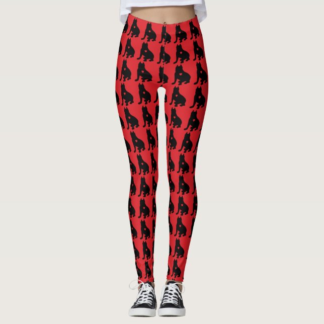 American Pit Bull Terrier Silhouette Leggings (Framsida)