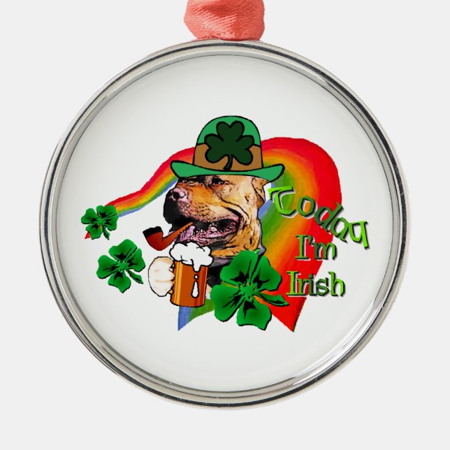 American Pit Bull Terrier St Patricks Julgransprydnad Metall (Framsidan)