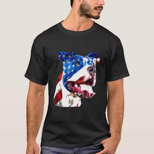 American Pit Bull Terrier USA flagga Patriotic Hun T Shirt (Framsida)