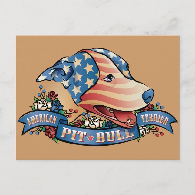 American Pit Bull Terrier Vykort (Framsida)