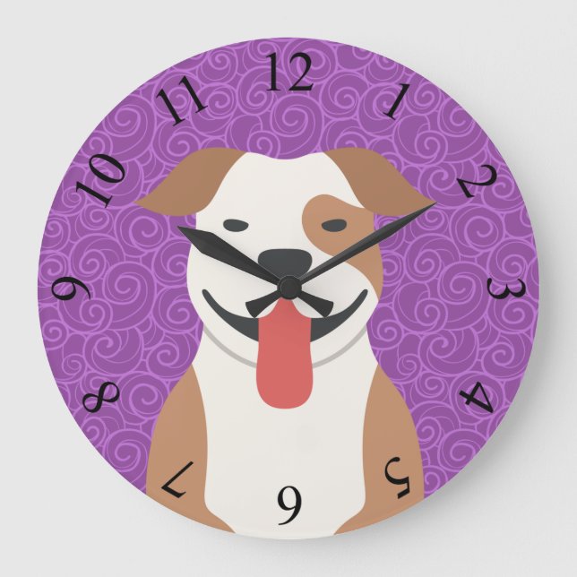 American Pit Bull Terrier Wall Clock Stor Klocka (Framsida)