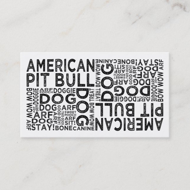 American Pit Bull Typography Visitkort (Framsida)