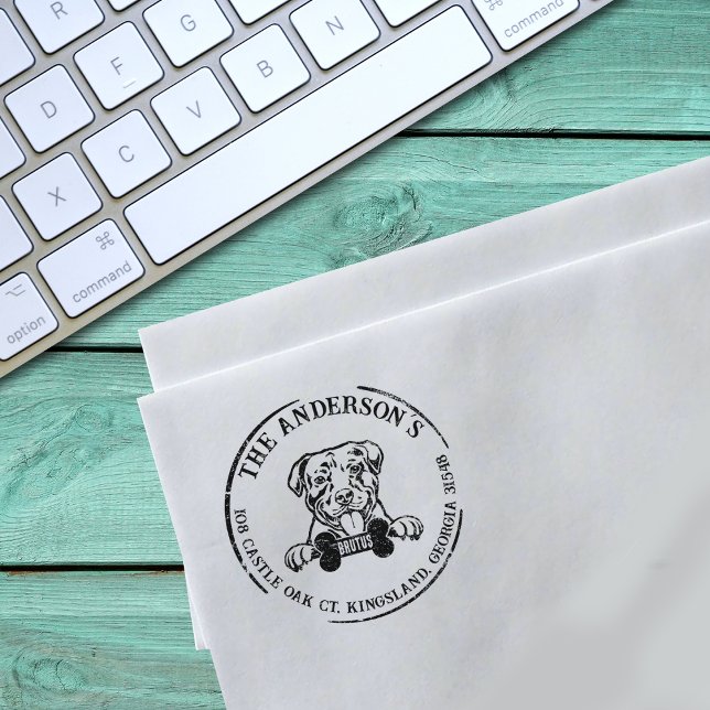 American Pitbull Anpassningsbar Family Returadress Stämpel (Skapare uppladdad)