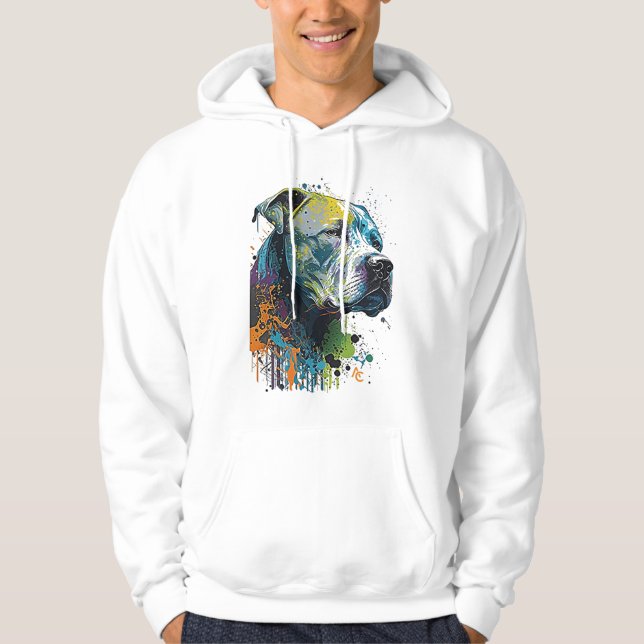 American Pitbull - Graffiti Bläck Stänk Hoodie (Framsida)