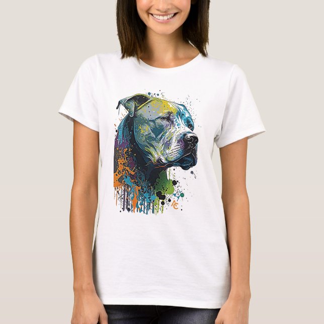 American Pitbull - Graffiti Bläck Stänk T Shirt (Framsida)