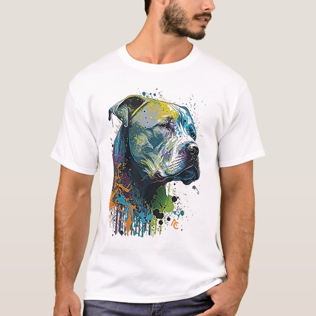 American Pitbull - Graffiti Bläck Stänk T-Shirt (Framsida)
