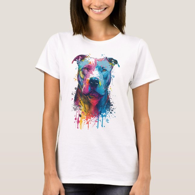 American Pitbull - Graffiti Bläck Stänk T Shirt (Framsida)