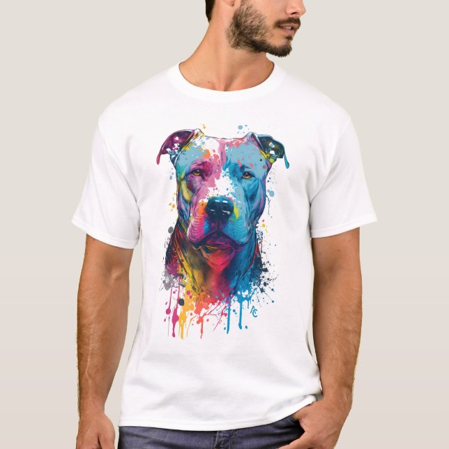 American Pitbull - Graffiti Bläck Stänk T Shirt (Framsida)