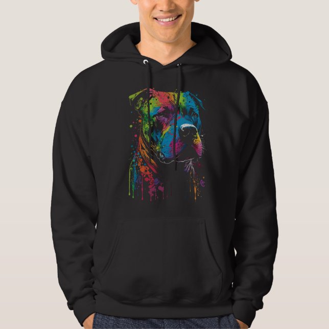 American Pitbull - Graffiti Bläck Stänk T-Shirt Hoodie (Framsida)