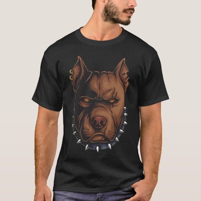 American Pitbull Head T Shirt (Framsida)