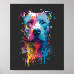 American Pitbull - Neon Graffiti Bläck Stänk Poster