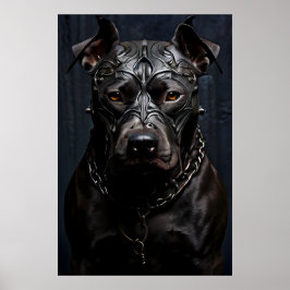 American Pitbull Terrier Black Metall Art Poster