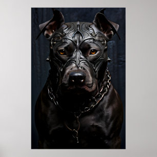 American Pitbull Terrier Black Metall Art Poster
