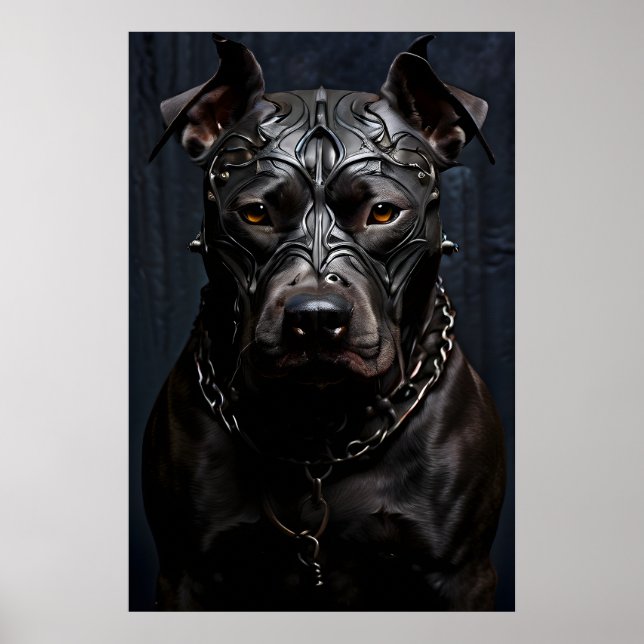 American Pitbull Terrier Black Metall Art Poster (Framsidan)
