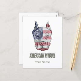 American Pitbull Terrier Bully Vintage Flagga Helg Vykort