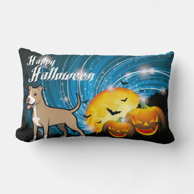 American Pitbull Terrier Happy halloween Lumbarkudde (Framsida)