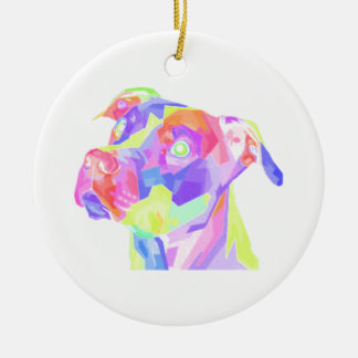 American Pitbull Terrier Pop Art Julgransprydnad Keramik