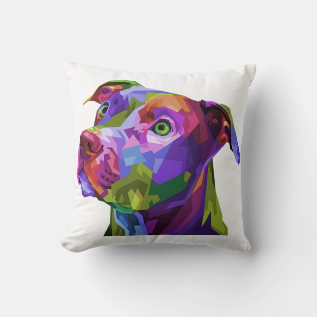 American Pitbull Terrier Pop Art Porträtt för Hund Kudde (Framsida)