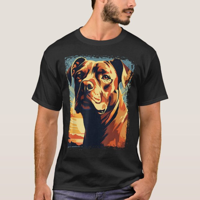 American Pitbull Terrier Pop Art Porträtt för Hund T Shirt (Framsida)