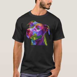 American Pitbull Terrier Pop Art Porträtt för Hund T Shirt
