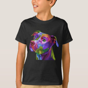 American Pitbull Terrier Pop Art Porträtt för Hund T Shirt