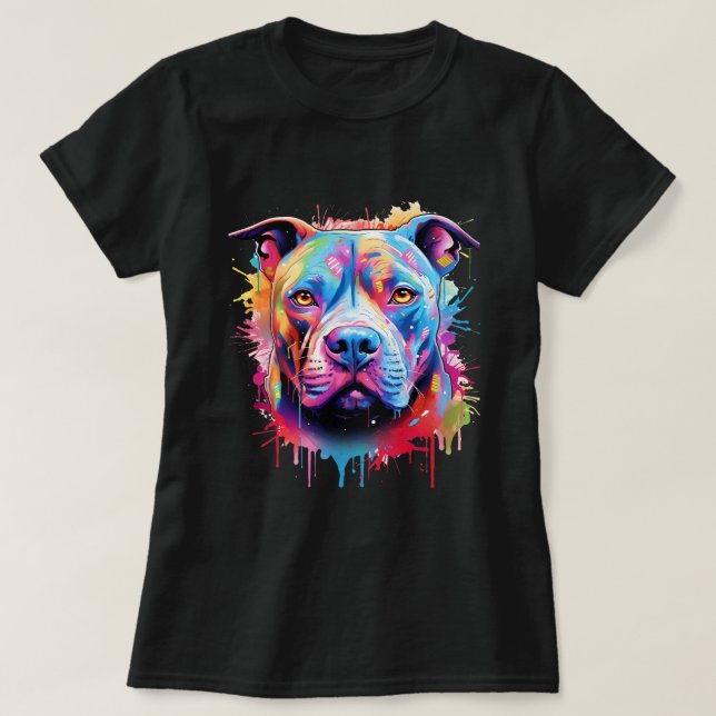 American Pitbull Terrier Stänk Art Pitbull Hundar T Shirt (Design framsida)