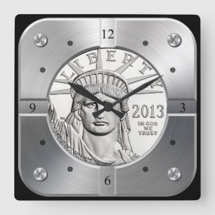 American Platinum Eagle ~ Liberty Head & Krona ~ Fyrkantig Klocka