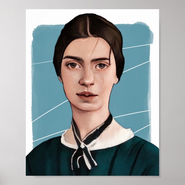 American Poet Emliy Dickinson Illustration Poster (Framsidan)