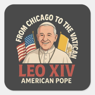 American Pope Leo Catholic Church Christian Faith Fyrkantigt Klistermärke