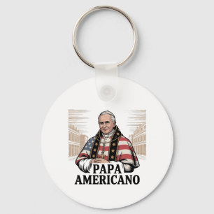 American Pope Leo Catholic Church Christian Faith Nyckelring