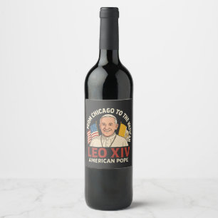 American Pope Leo Catholic Church Christian Faith Vinflaska Etikett