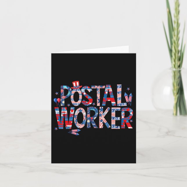 American Postal Worker USA flagga Mailman Mail 4th Kort (Framsida)
