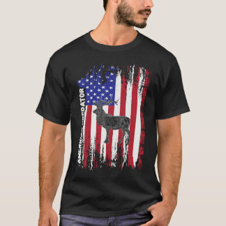 American Predator Patriotic American Flag ELK Hunt T Shirt