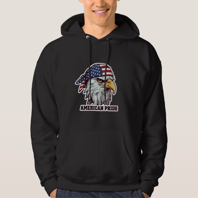 "American Pride Patriotic Eagle Hoodie - US Flag  (Framsida)