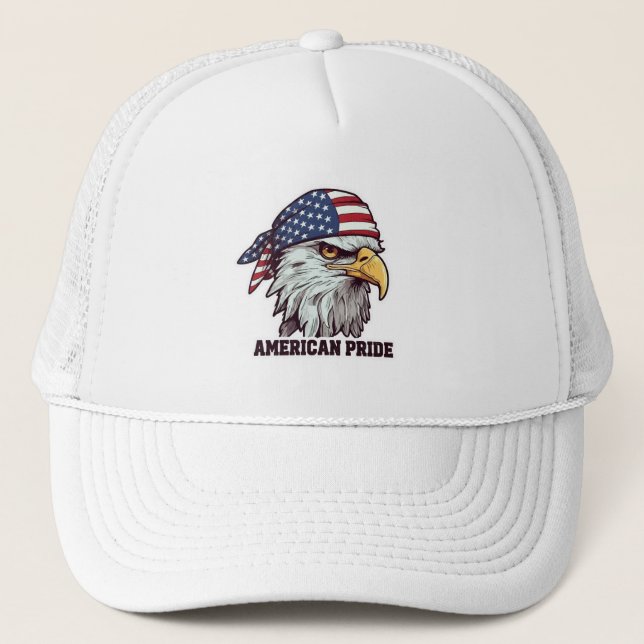 "American Pride Patriotic Eagle Hoodie - US Flag  Keps (Framsida)