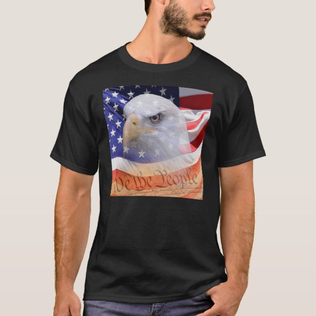 American Pride Spirit Flagga Eagle-deklaration Tröja (Framsida)