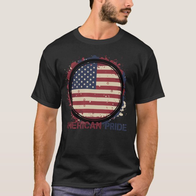 American Pride Vintage Flag T-Shirt – Patriotic US (Framsida)