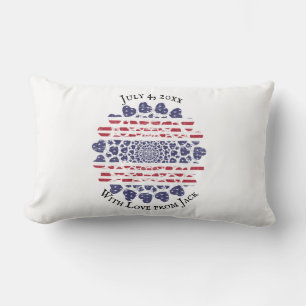 American Psychedelic Patriotic Hearts Tie Dye Lumbarkudde