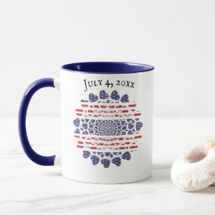 American Psychedelic Patriotic Hearts Tie Dye Mugg