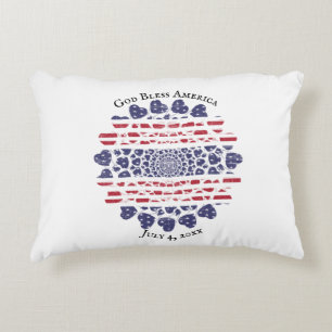 American Psychedelic Patriotic Hearts Tie Dye Prydnadskudde