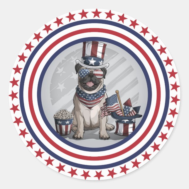 American Pug Runt Klistermärke (Framsida)